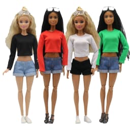 1 Piece Doll Clothes Long Dress Round Neck Long Sleeve T-Shirt for Doll Clothing Outfits 1/6 Dolls Accessories