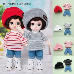 16~17cm Doll T-shirt Clothes High-end Dress Up Can Dress Up Doll Clothes Jeans Pants Suit Doll Knitted Hats DIY Dolls Toys