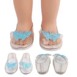 7cm Transparent Doll Shoes For 18Inch American Doll Blue Butterfly Princess Shoes For 43cm Baby Newborn&Russia,BJD,OG Girl Doll