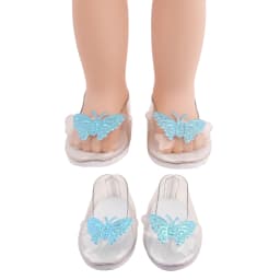 7cm Transparent Doll Shoes For 18Inch American Doll Blue Butterfly Princess Shoes For 43cm Baby Newborn&Russia,BJD,OG Girl Doll