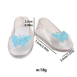 7cm Transparent Doll Shoes For 18Inch American Doll Blue Butterfly Princess Shoes For 43cm Baby Newborn&Russia,BJD,OG Girl Doll