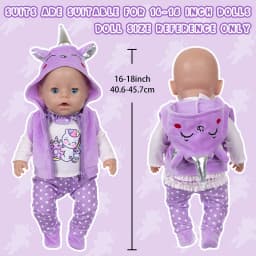 Doll Clothes 16-18Inch/40-45cm Cute Unicorn Jacket Hoodie Pants Baby Born Doll Rebirth Doll Clothes Accessory Doll Girl Gift