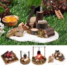 1:12 Scale Dollhouse Bonfire Miniatures Campfire Villa Scene Model Fairy Garden Decor Micro Landscape Playing House