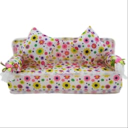 1 Set Mini Doll Sofa Plush Stuffed Furniture Flower Print Toy with 2 Cushions for 11.5 inch Doll Accessories Couch Doll Toys
