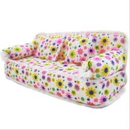1 Set Mini Doll Sofa Plush Stuffed Furniture Flower Print Toy with 2 Cushions for 11.5 inch Doll Accessories Couch Doll Toys