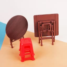 1 Set 1:12 Dollhouse Miniature Folding Table Stool Dining Table Furniture Home Model Decor Toy Doll House Accessories