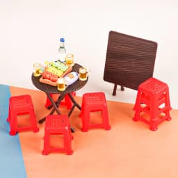 1 Set 1:12 Dollhouse Miniature Folding Table Stool Dining Table Furniture Home Model Decor Toy Doll House Accessories