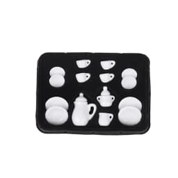1Set Ceramic Scale 1:12 Doll House Miniature Porcelain Tea Cup Set Tableware Kitchen Dollhouse Teapot DIY Toys