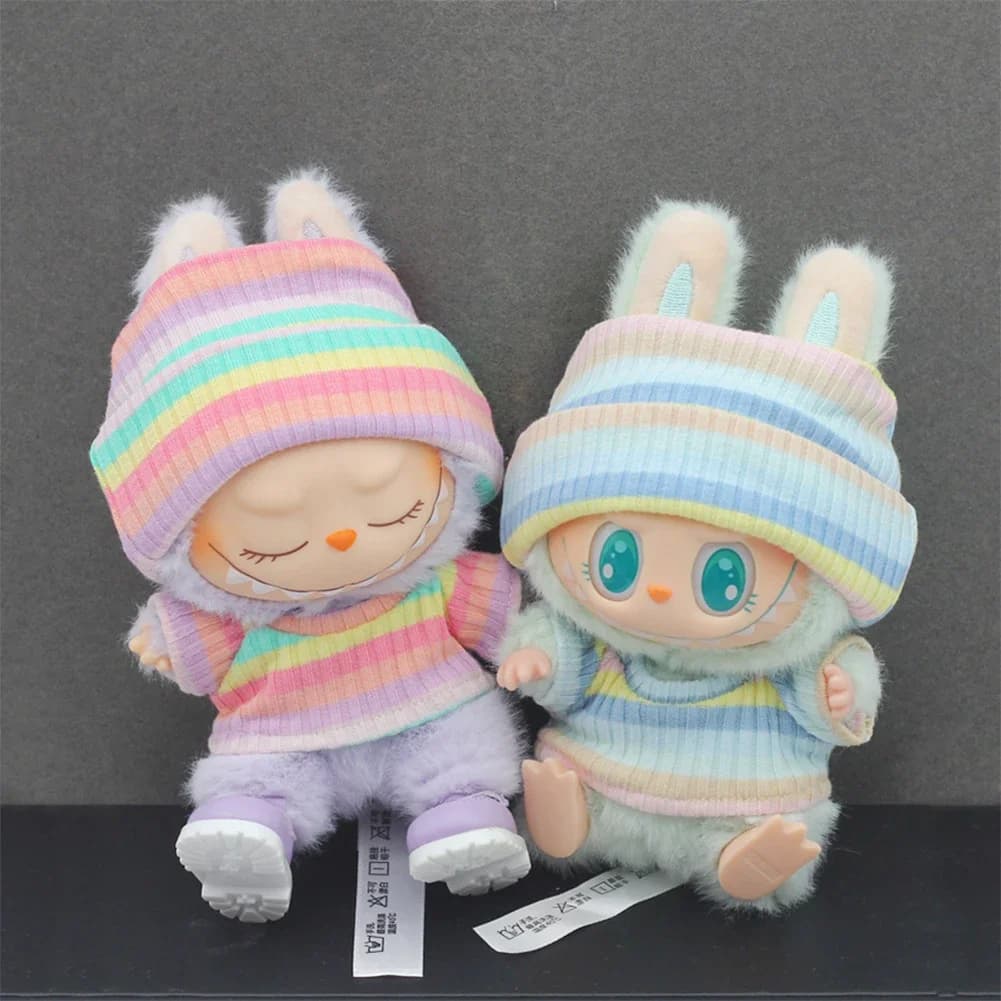for 15/17cm Ropa Labubu Doll Clothes Match Knitted Hat Sweater Set T-shirt Dopamine Color Matching Fashion Design
