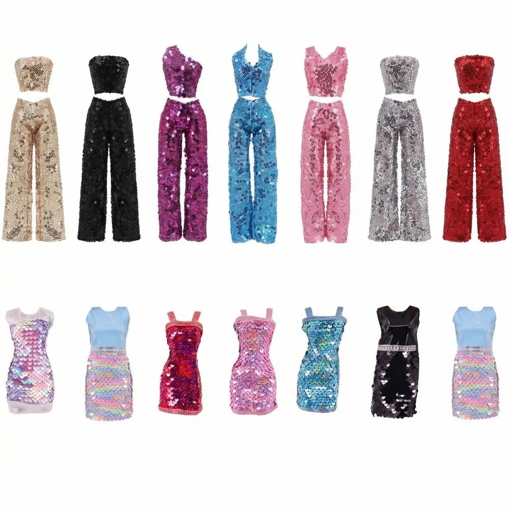 11.8inch Girl's Doll Clothes+Shoes Sequin Fashion Evening Skirts For 30cm Toy Suits&Doll Accessories Parcel Beautiful Girl Toyss