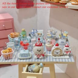 Handmade Premium Mini Strawberry Dessert Set - Cake/Roll/Ice Cream/Milk | Dollhouse Decor | Artisan Crafted Pink Baking BJD Toys
