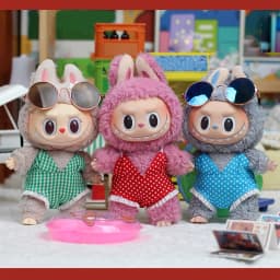 For 15/17cm Labubu Doll Summer Bikini Set Sunglasses Fashion swimsuit Swimming Accessories for 3.0 Big Into Energy Ropa Labubu