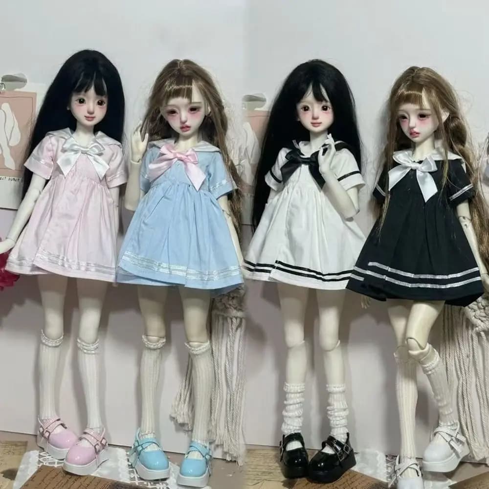 Handmake Doll Sailor Suit Mini Fashion Doll College Dress DIY Accessories Princess Long Skirt for 1/4 1/6 BJD 30/45cm Dolls