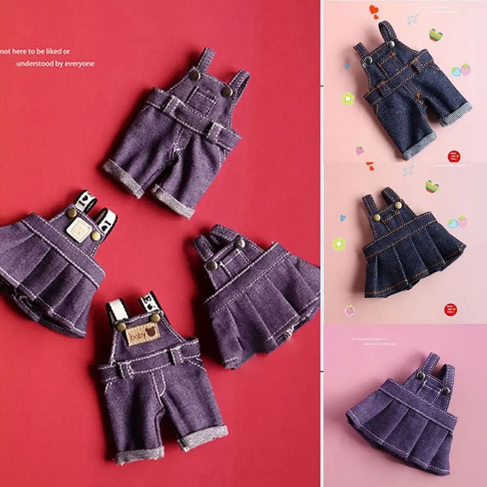 Jeans Doll Skirt Overalls Handmade DIY Bear Doll Overalls Multi-color Clothing Plush Toys For 15cm Cotton Doll Accessories