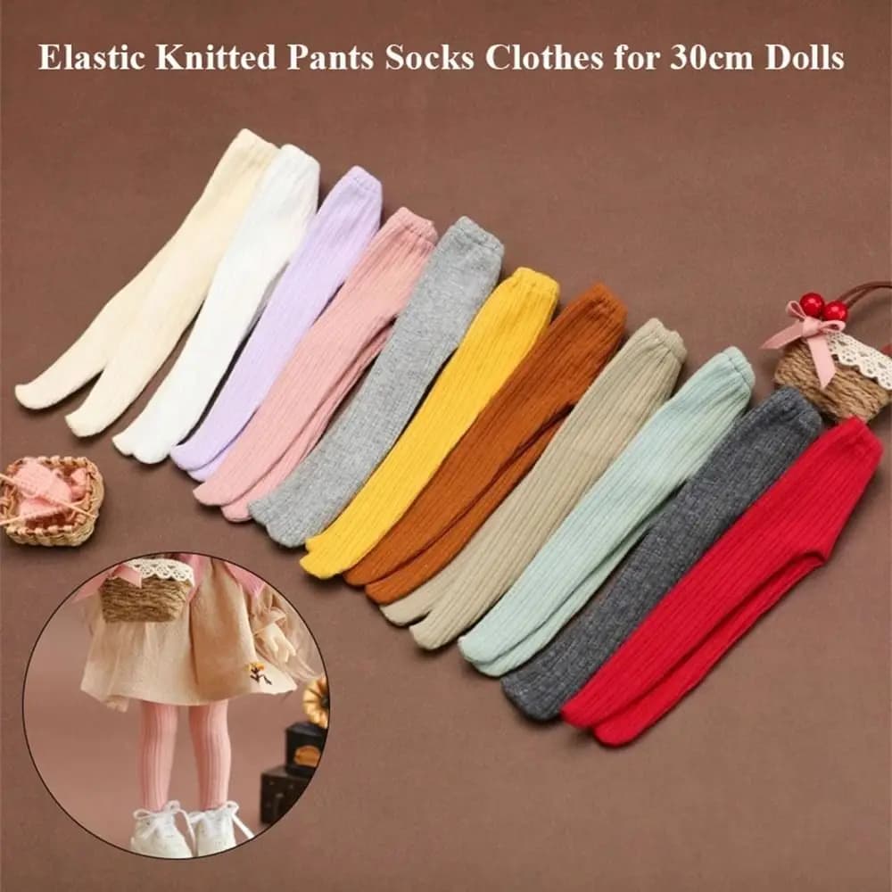 New Cotton Leggings for 1/6 BJD Dolls Elastic Knitted Pants Mini Leggings Socks Clothes for 30cm Dolls DIY Accessories