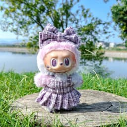 15/17cm LABUBU Doll Tweed Outfit With Headband Set For Gen1 2 3 Labubu Clothing Accessories Sitting Party