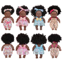 8inch 20cm American African Black Doll with Clothes Full Vinyl Body Curly Hair Doll Realistic Black Baby Doll Girl Birthday Gift