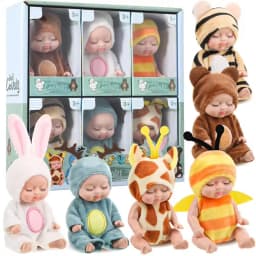 1/6Pcs Reborn Doll Kit Toy Simulation Princess Dolls Toy Mini Cute Sleeping Baby with Clothes Accessories Birthday Gift for Kids