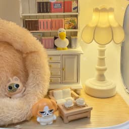 1:12 Dollhouse Miniature Flower Bud Table Lamp Night Light Furniture Home Model Decor Toy Doll House Accessories