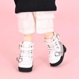 1 Pair High-top Obitsu 11 Doll Boots Metal Chain Mini 1/12 Bjd Doll Leather Shoes PU Leather High-heeled 1/12 Bjd Doll Boots