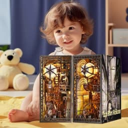 Book Nook Kit DIY Miniature House Wooden Book Shelf Insert Model Dollhouses With Light 3D Puzzle Building Toys Xmas Gifts