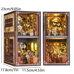 Book Nook Kit DIY Miniature House Wooden Book Shelf Insert Model Dollhouses With Light 3D Puzzle Building Toys Xmas Gifts