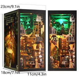 Book Nook Kit DIY Miniature House Wooden Book Shelf Insert Model Dollhouses With Light 3D Puzzle Building Toys Xmas Gifts