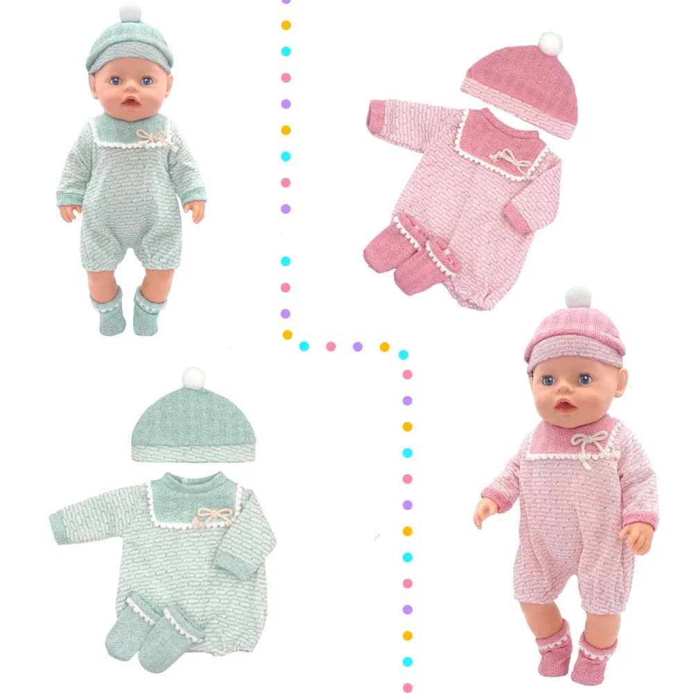 2025 New love Dolls Outfit Suits For 17 inch 43cm Baby Reborn Doll Cute Jmpers Rompers New Born Doll Clothes