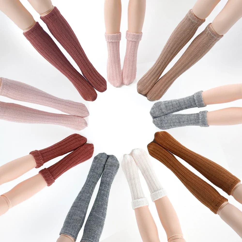 Blyth Doll Socks Multi-Color Mid-Leg Knee Socks Short Leg Calf Student Socks for Azone Momoko OB24 22 OB27 YMY Doll Accessories