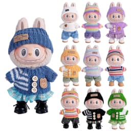 For Labubu Accessories Sitting Party Series Classic Dress Grid For Labubu Outfit Kid Gift Labubu Clothing Labubu Clothes