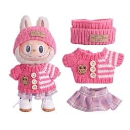For Labubu Accessories Sitting Party Series Classic Dress Grid For Labubu Outfit Kid Gift Labubu Clothing Labubu Clothes