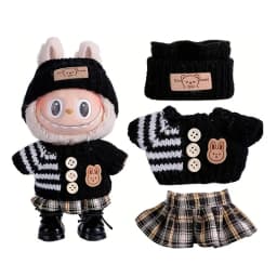 For Labubu Accessories Sitting Party Series Classic Dress Grid For Labubu Outfit Kid Gift Labubu Clothing Labubu Clothes