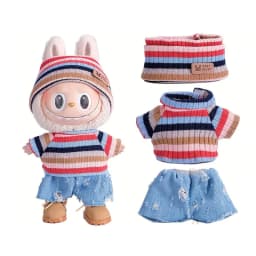 For Labubu Accessories Sitting Party Series Classic Dress Grid For Labubu Outfit Kid Gift Labubu Clothing Labubu Clothes