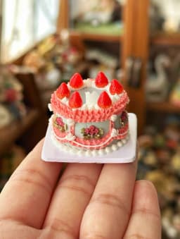 Dollhouse Decoration Miniature Clay Birthday Cake Bjd Doll Diy Custom Birthday Party Decoration Mini Sweets for Dolls Blythe Toy