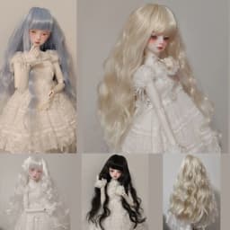 1/3 1/4 1/6 Doll's Wig for 60/45/30cm Bjd Doll Long Curly Hair with Bangs Girl Toys Dress Up Play House Accessories, No Doll
