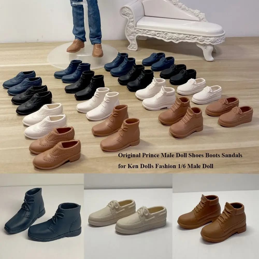 Fashion Prince Male Doll Shoes Multistyles Plastic Original Boots Sandals Doll Decors Parts for Ken Dolls for 1/6 Male Doll