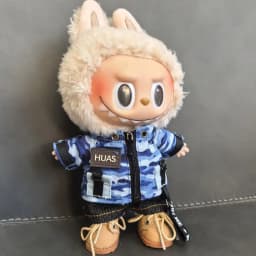 For Labubu Clothes Trendy Cool Camouflage Suit Kawaii Mini 15/17cm V1 V2 V3 Labubu Clothing Plush Doll Accessories Gift