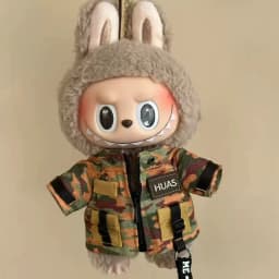 For Labubu Clothes Trendy Cool Camouflage Suit Kawaii Mini 15/17cm V1 V2 V3 Labubu Clothing Plush Doll Accessories Gift