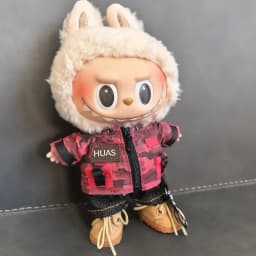 For Labubu Clothes Trendy Cool Camouflage Suit Kawaii Mini 15/17cm V1 V2 V3 Labubu Clothing Plush Doll Accessories Gift