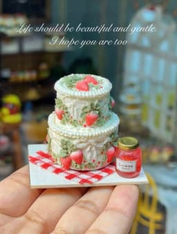Miniature Birthday Cake Doll House Decoration Diy Cartoon Cake Retro Cake Model Bjd Doll Holiday Gift Mini Sweets for Dolls Ob11