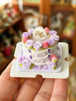 Miniature Birthday Cake Doll House Decoration Diy Cartoon Cake Retro Cake Model Bjd Doll Holiday Gift Mini Sweets for Dolls Ob11