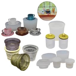 1Pc/1Set Dollhouse Miniature Tea Cup/Packaging Box Silicone Mold UV Epoxy Turnover Mold Doll Accessories Toy Scene Decoration