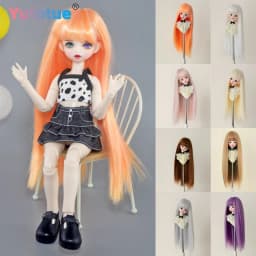Yutotue Dolls Long Straight Hair with Bangs BJD Dolls Wigs for 1/3 1/4 1/6 BJD Doll Fashion Doll Toy DIY Wigs