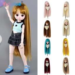 Yutotue Dolls Long Straight Hair with Bangs BJD Dolls Wigs for 1/3 1/4 1/6 BJD Doll Fashion Doll Toy DIY Wigs