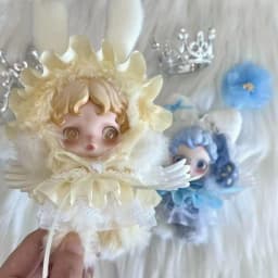 Angel Cloths Rabbit Ears for 10cm Skullpanda V1 V2 Handmade Clothes Vinyl Doll Outfits Replacement Costume Sets Cute Toy Gifts