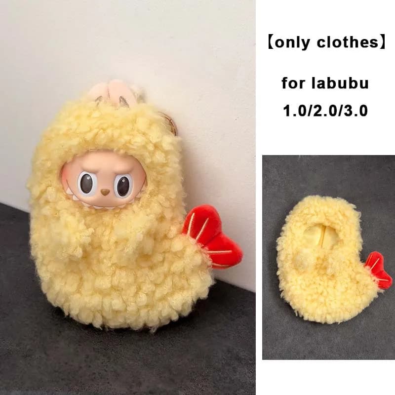 Korean Kpop Exo 15-17cm Labubu Idol V1 V2 V3 Labubu Clothing Plush Cartoon Doll Accessories Fried Shrimp Set Doll Accessories ﻿