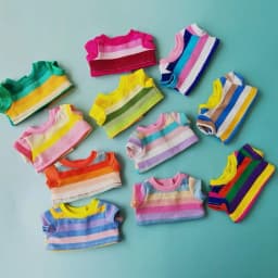 Clothes For Labubu 17cm Dolls The Monster Outfit Accessories Gifts Colorful Stripe T-shirt 1st & 2nd Gen Blind Box Accessories