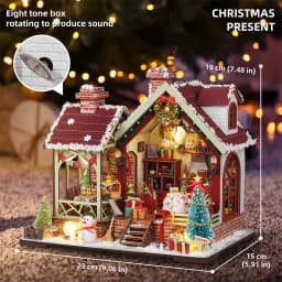 DIY Wooden Doll House Warm Christmas Lodge Casa Figurines Miniatures Assembled Dollhouse With Lights for Friends Christmas Gifts