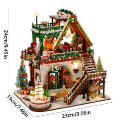 DIY Wooden Doll House Warm Christmas Lodge Casa Figurines Miniatures Assembled Dollhouse With Lights for Friends Christmas Gifts