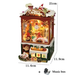 DIY Wooden Doll House Warm Christmas Lodge Casa Figurines Miniatures Assembled Dollhouse With Lights for Friends Christmas Gifts